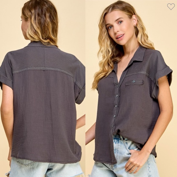 Millibon Mixed Fabric Button down shirt - Picture 2 of 2